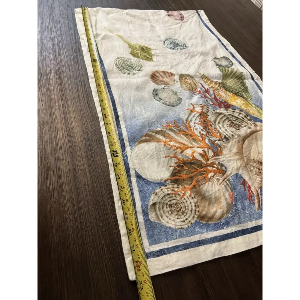 Tessitura Toscana Telerie Runner 100% Linen Tablecloth Italy Coastal Shell Print